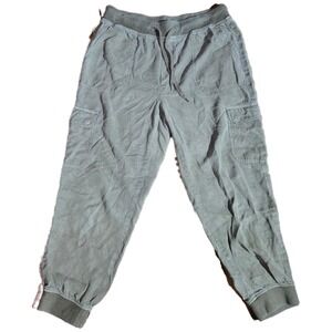 American Eagle Women Olive Green Cargo Jogger Pants Sz L Utility Drawstring Flaw